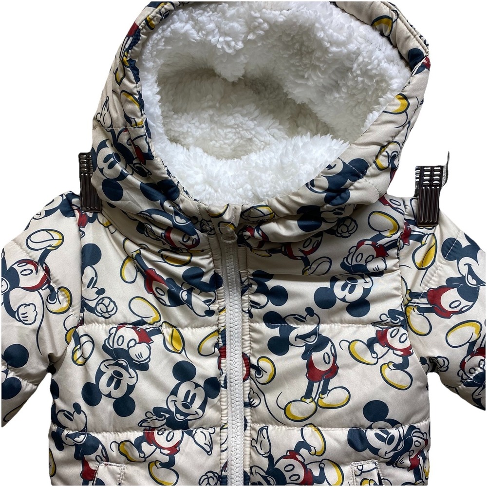 Disney Junior Mickey Mouse Hooded‎ Puffer Jacket Size 2T Sherpa